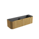 Aulic Varcelli Mono Wall Hung 1500mm Harvest Oak Fluted Curved Cabinet 1480mm