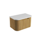 Aulic Varcelli Mono Wall Hung Harvest Oak Fluted Curved Cabinet 750mm Pure Flat Stone Top