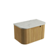 Aulic Varcelli Mono Wall Hung Harvest Oak Fluted Curved Cabinet 750mm Alpine Flat Stone Top