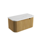 Aulic Varcelli Mono Wall Hung H/Oak Fluted Curved Cabinet 900mm Palis White Flat Stone Top