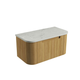 Aulic Varcelli Mono Wall Hung Harvest Oak Fluted Curved Cabinet 900mm Alpine Flat Stone Top