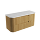 Aulic Varcelli Tier Wall Hung Harvest Oak Fluted Curved Cabinet 1200mm Pure Flat Stone Top