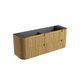 Aulic Varcelli Tier Wall Hung 1500mm Harvest Oak Fluted Curved Cabinet 1480mm