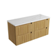 Aulic Lovina Tier Wall Hung Harvest Oak Fluted Cabinet 1200mm Alpine Undermount Stone Top