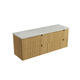 Aulic Lovina Tier Wall Hung Single Harvest Oak Fluted Cabinet 1500mm Alpine Flat Stone Top