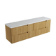 Aulic Lovina Tier Wall Hung Dbl Harvest Oak Fluted Cabinet 1800mm Pure Undermount Stone Top