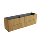Aulic Lovina Tier Wall Hung Dbl Harvest Oak Fluted Cabinet 1800mm Cato Undermount Stone Top
