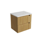 Aulic Lovina Tier Wall Hung Harvest Oak Fluted Cabinet 600mm Palis White Flat Stone Top