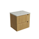Aulic Lovina Tier Wall Hung Harvest Oak Fluted Cabinet 600mm Alpine Flat Stone Top