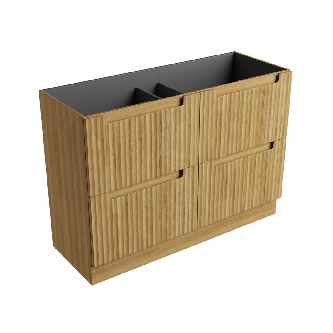 Aulic Lovina Floor Standing 1200mm Harvest Oak Fluted Cabinet 1180X450X400mm