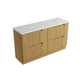 Aulic Lovina Floor Standing Single Harvest Oak Fluted Cabinet 1500mm Palis White Flat Stone Top