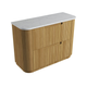 Aulic Varcelli Floor Standing Harvest Oak Fluted Curved Cabinet 1200mm Cato Flat Stone Top
