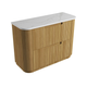 Aulic Varcelli Floor Standing Harvest Oak Fluted Curved Cabinet 1200mm Palis White Flat Stone Top