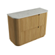Aulic Varcelli Floor Standing Harvest Oak Fluted Curved Cabinet 1200mm Alpine Flat Stone Top