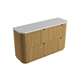 Aulic Varcelli Floor Standing Sgl Harvest Oak Fluted Curved Cabinet 1500mm Pure Flat Stone Top