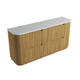 Aulic Varcelli Floor Standing Dbl Harvest Oak Fluted Curved Cabinet 1800mm Cato Flat Stone Top