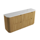 Aulic Varcelli Floor Standing Dbl Harvest Oak Fluted Curved Cabinet 1800mm Palis Flat Stone Top