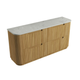 Aulic Varcelli Floor Standing Dbl Harvest Oak Fluted Curved Cabinet 1800mm Alpine Flat Stone Top