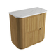Aulic Varcelli Floor Standing Harvest Oak Fluted Curved Cabinet 900mm Palis White Flat Stone Top