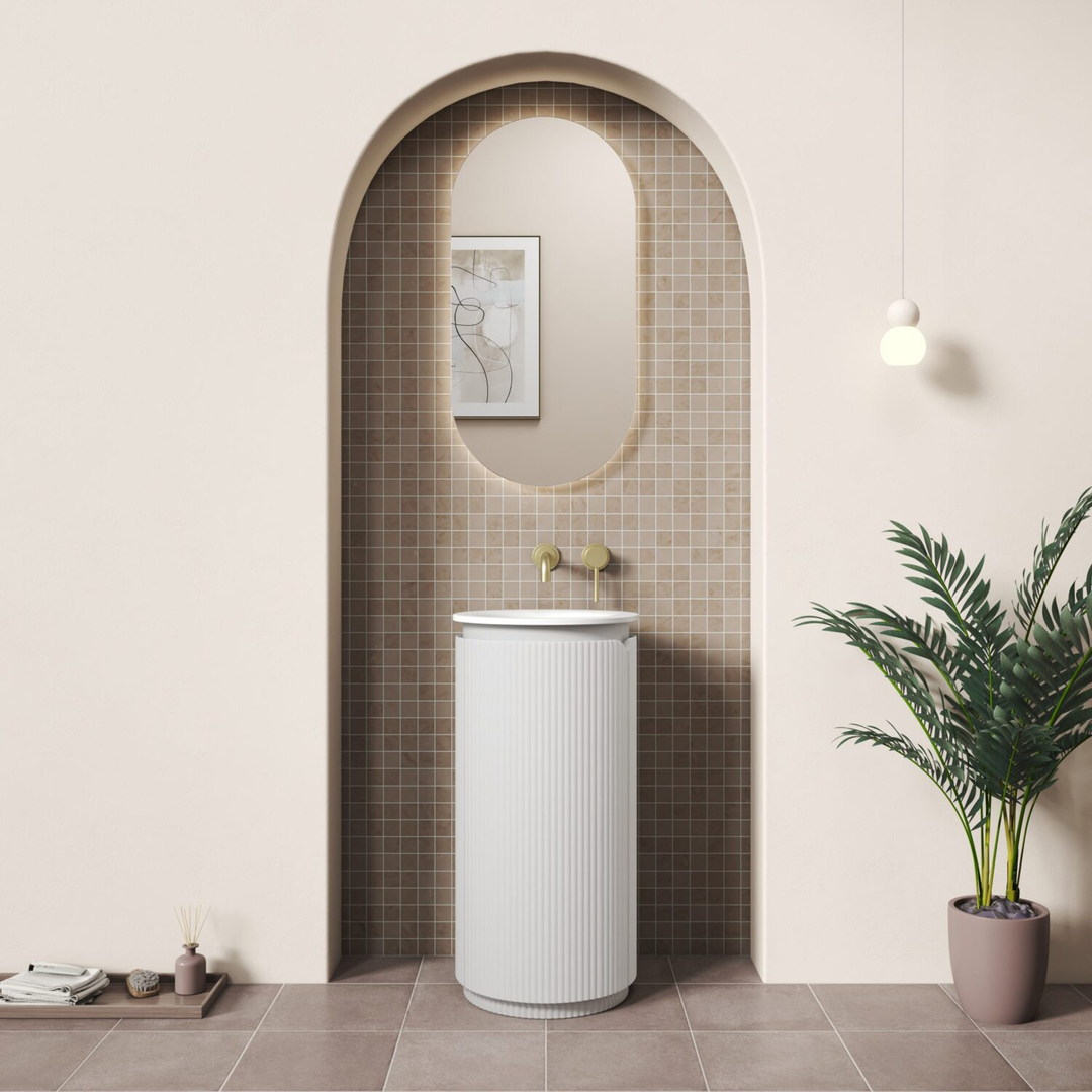 Aulic Civaro Floor Standing 420Mm Matte White Pillar Cabinet
