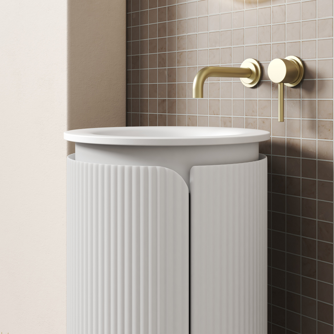 Aulic Civaro Floor Standing 420Mm Matte White Pillar Cabinet