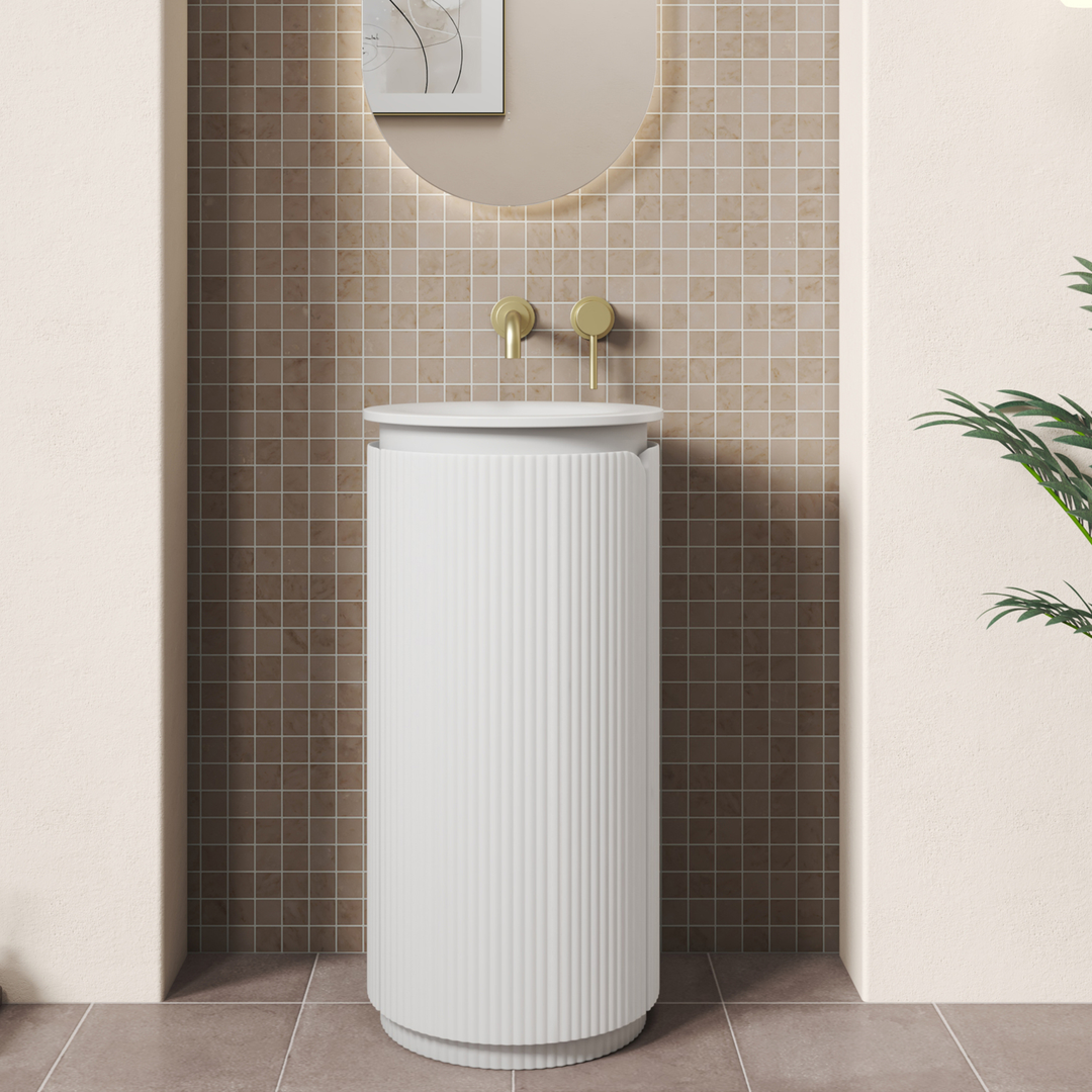 Aulic Civaro Floor Standing 420Mm Matte White Pillar Cabinet