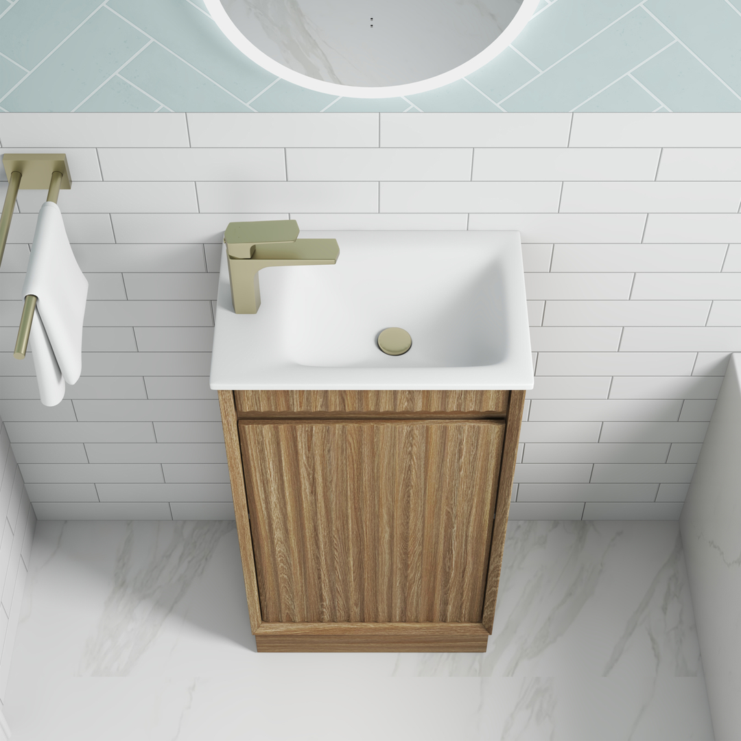 Aulic Mini Ravia Fluted Floor Standing 450Mm Harvest Oak Cabinet