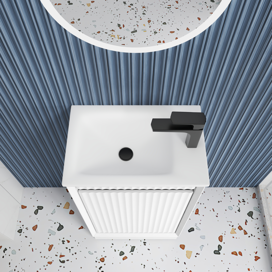 Aulic Mini Ravia Fluted Floor Standing 450Mm Matte White Cabinet