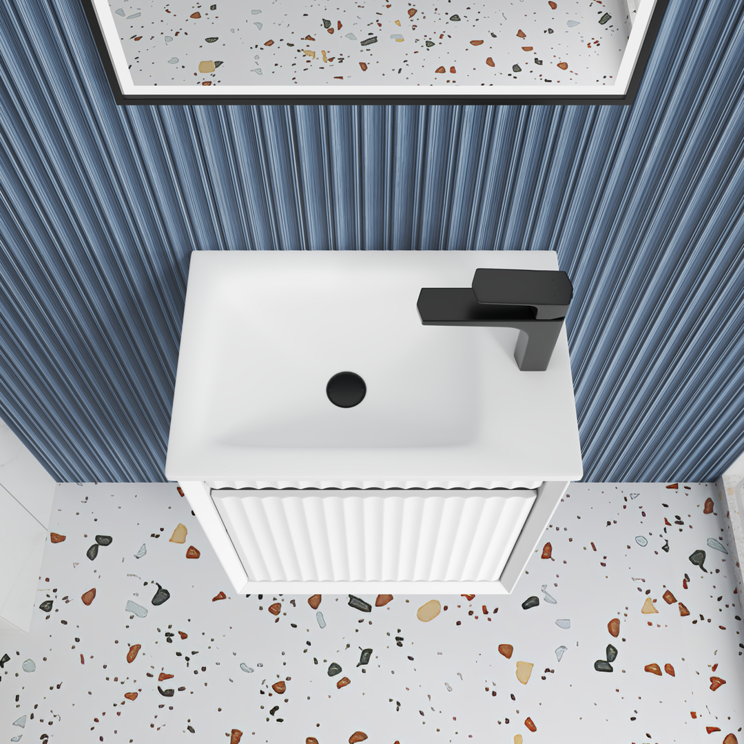 Aulic Mini Ravia Fluted W/H450 Matte White Cabinet With Sintera Top With No Tap Hole