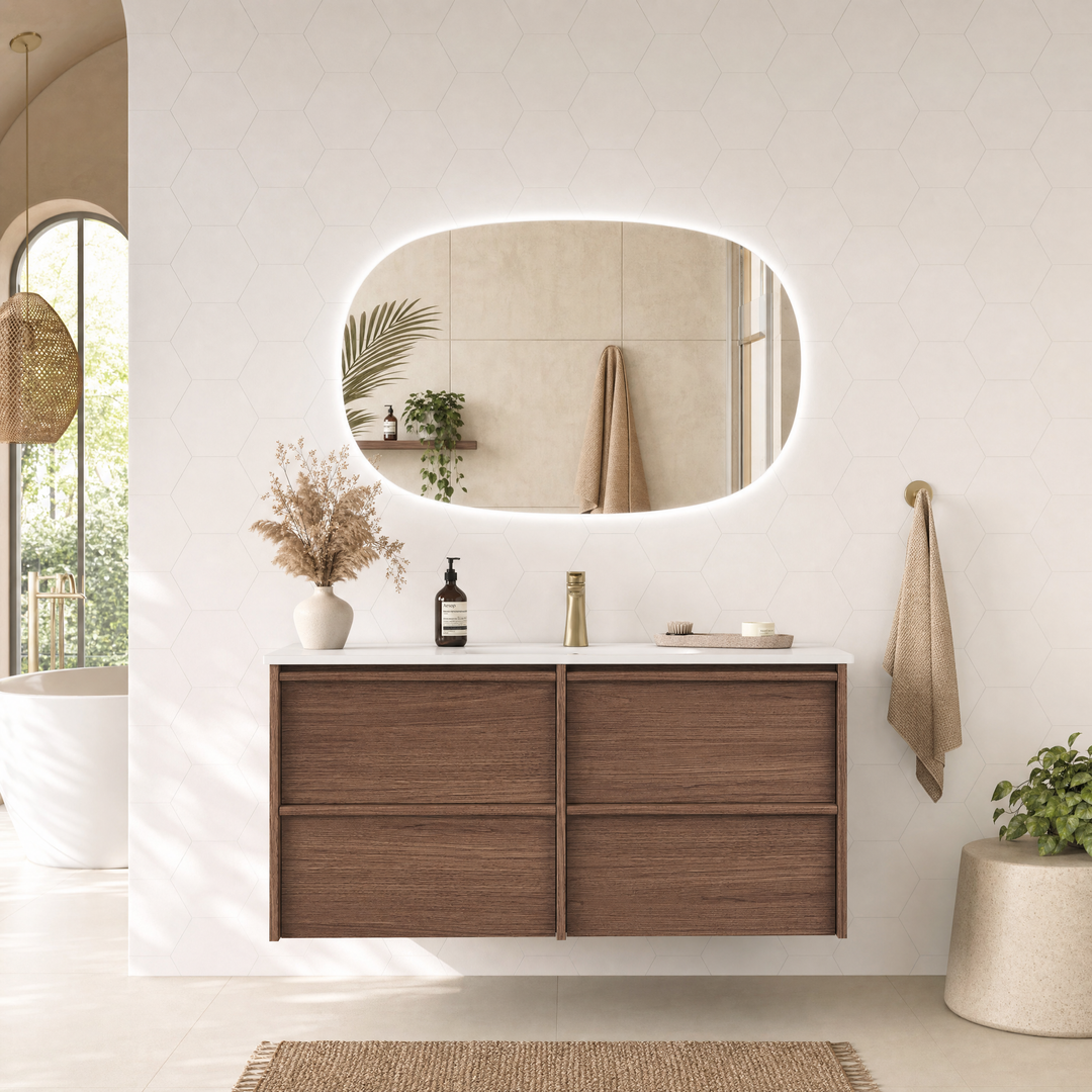 Aulic Venetta Framed Wall Hung 1200Mm Walnut Cabinet 1180X458X560Mm