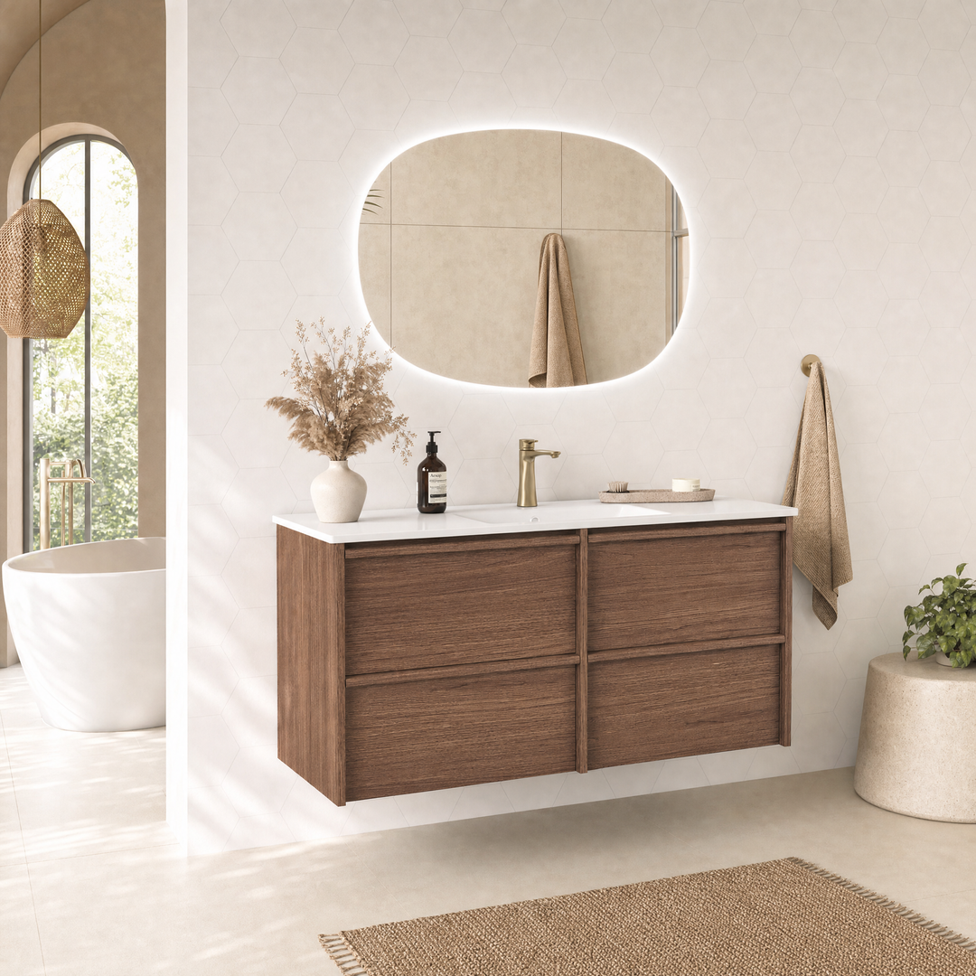 Aulic Venetta Framed Wall Hung 1200Mm Walnut Cabinet 1180X458X560Mm