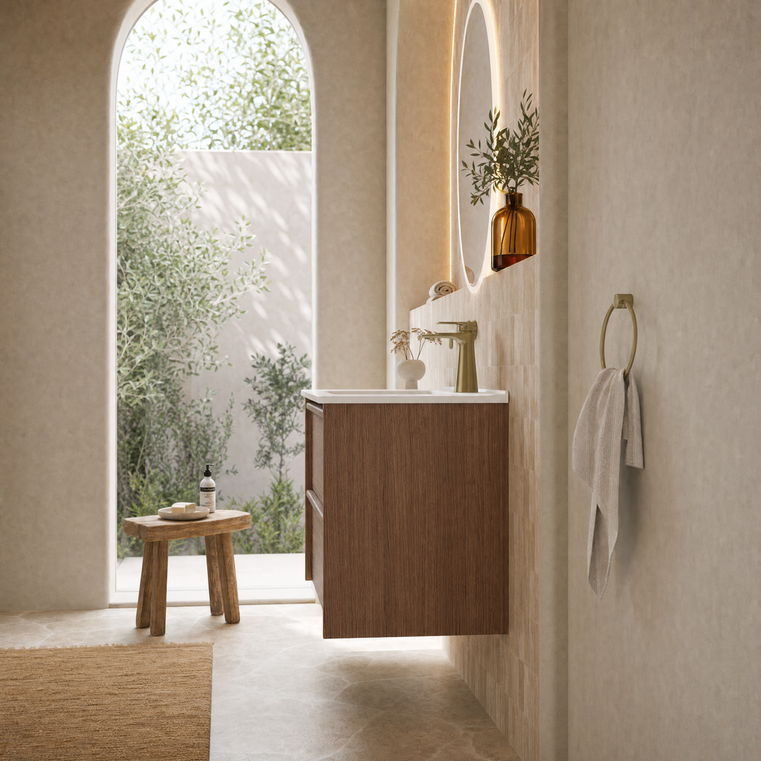 Aulic Venetta Framed Wall Hung 750Mm Walnut Cabinet 730X458X560Mm