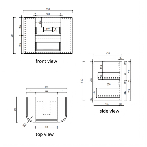 Aulic Ramee Fluted Wall Hung 750Mm Matte White Cabinet 730X455X540Mm