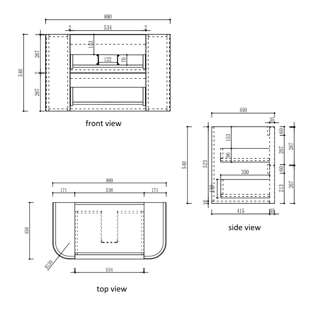 Aulic Ramee Fluted Wall Hung 900Mm Matte White Cabinet With Pure Flat Stone