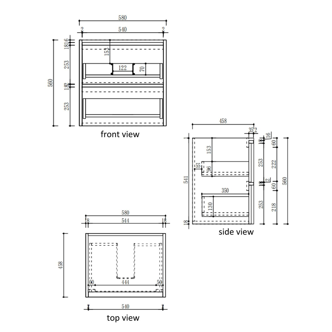 Aulic Venetta Framed Harvest Oak Wall Hung 600Mm Cabinet 600 With Cato Flat Stone Top