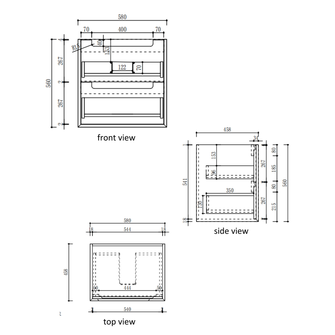 Aulic Voulari Framed Wall Hung 600 Harvest Oak Cabinet 600 With Alpine Undermount Basin