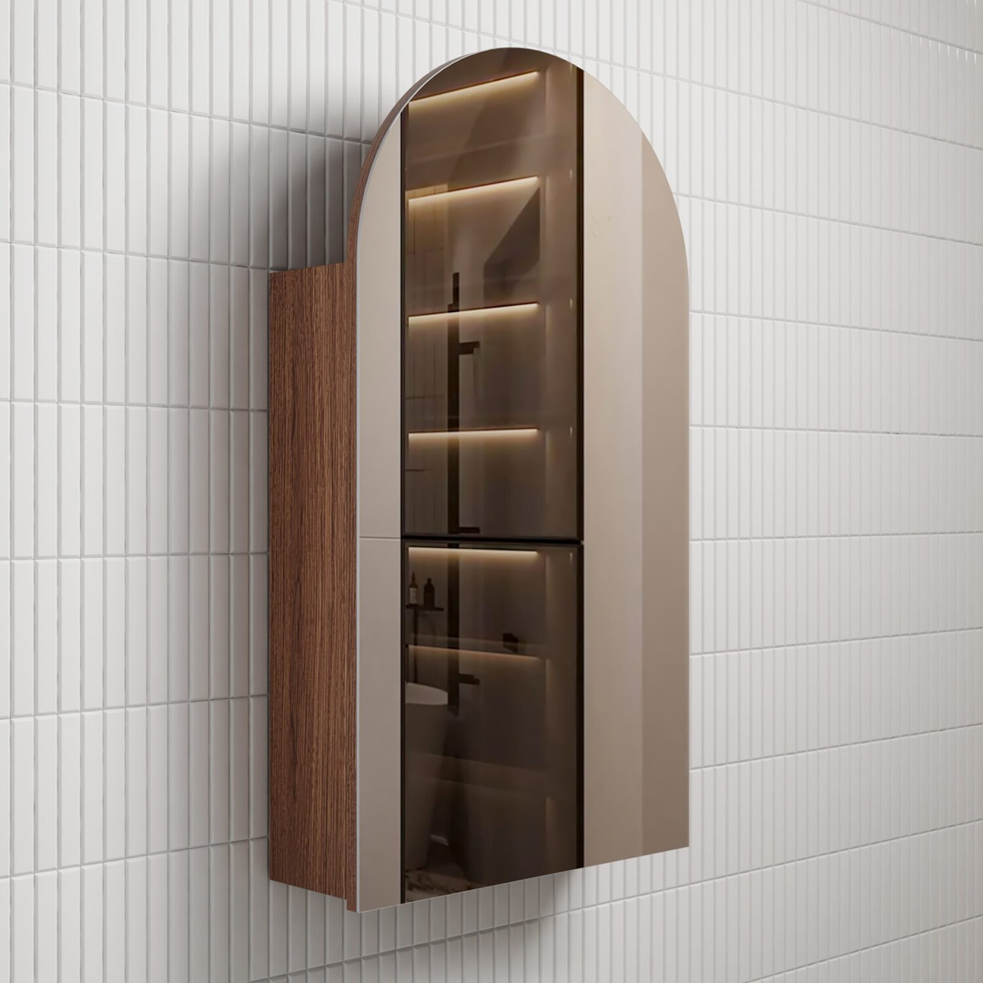 Aulic Canterbury Arch Walnut Shaving Cabinet 500X900X150Mm