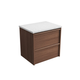 Aulic Venetta Framed Wall Hung 600Mm Walnut Cabinet 600X468X585Mm With Snow Flat Stone Top