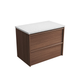 Aulic Venetta Framed Wall Hung 750Mm Walnut Cabinet 750X468X585Mm With Snow Flat Stone Top