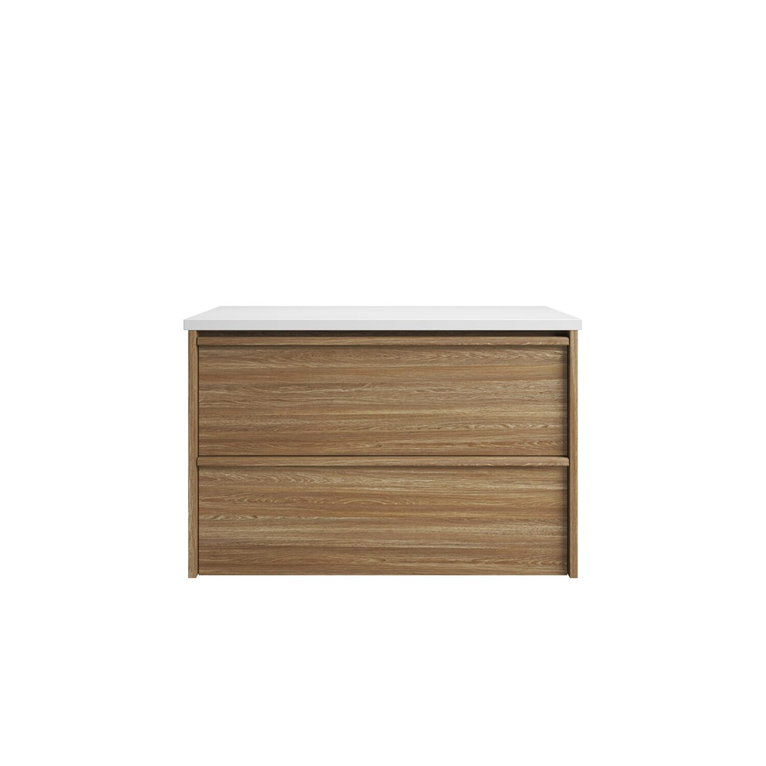 Aulic Venetta Framed Harvest Oak Wall Hung 900Mm Cabinet 900 With Crystal Ceramic Top