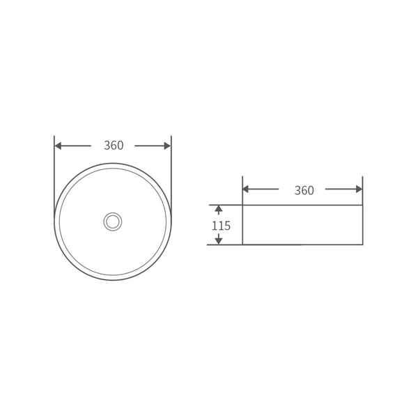 Bnk Naga Apb-03360-Bk Above Counter Basin 360 X 360 X 115mm Matt Black