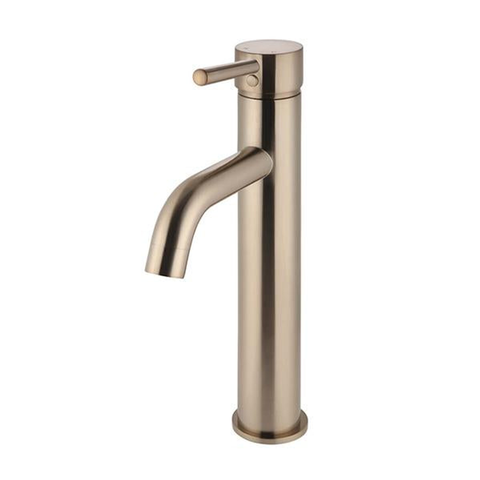 Meir Round Tall Champagne Basin Mixer With Curved Spout
