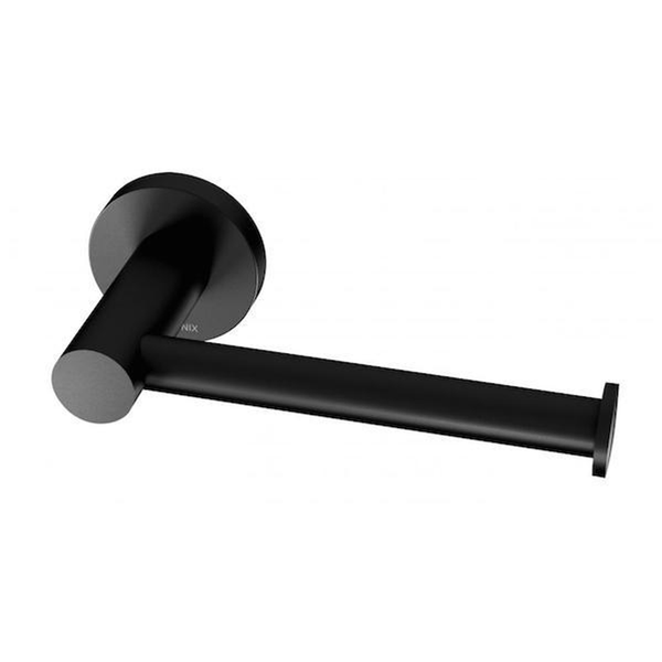 Phoenix Radii Toilet Roll Holder Round Plate Matt Black Ra892Mb
