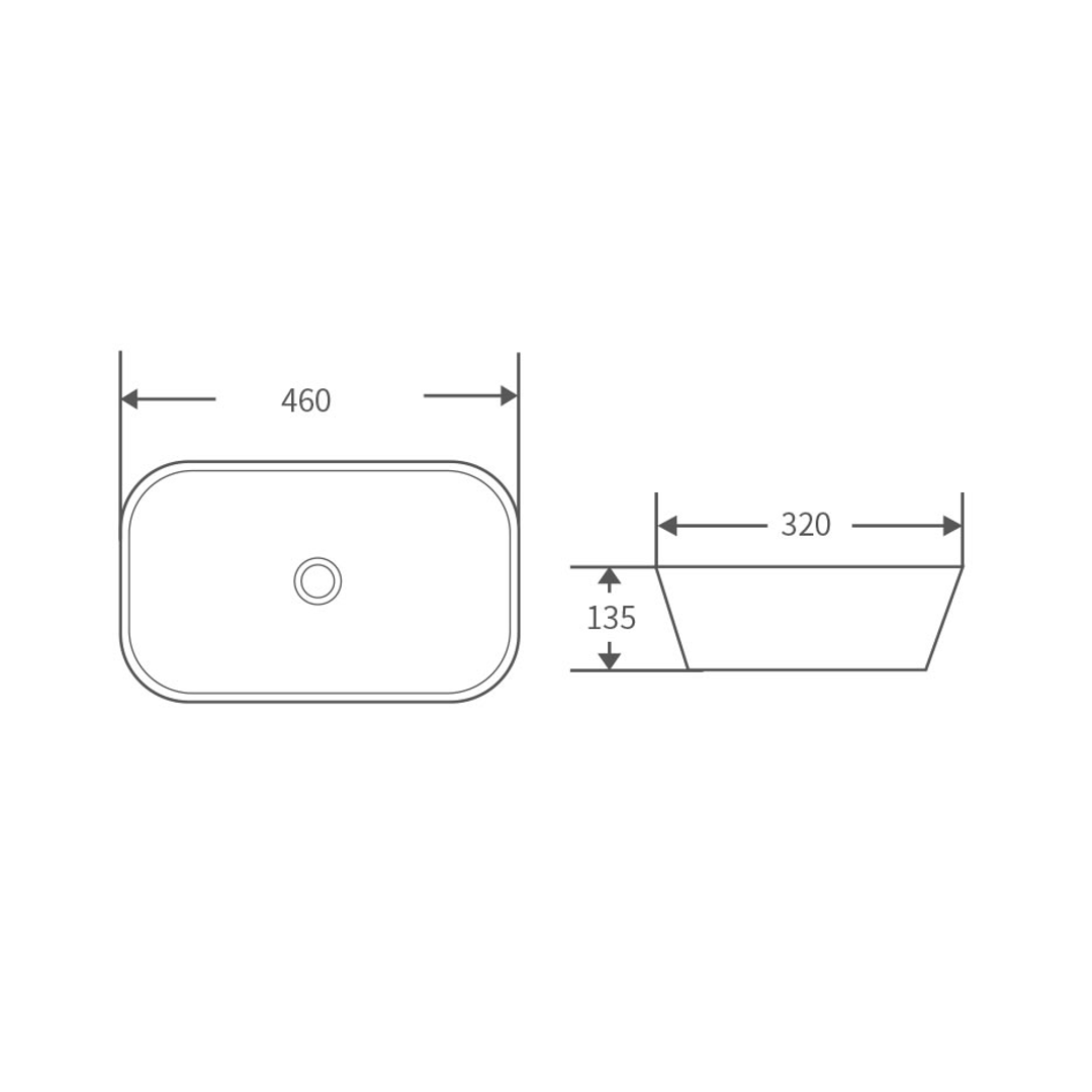 Bnk Naga Apb-03460-Wh Above Counter Basin 460 X 320 X 135mm Gloss White