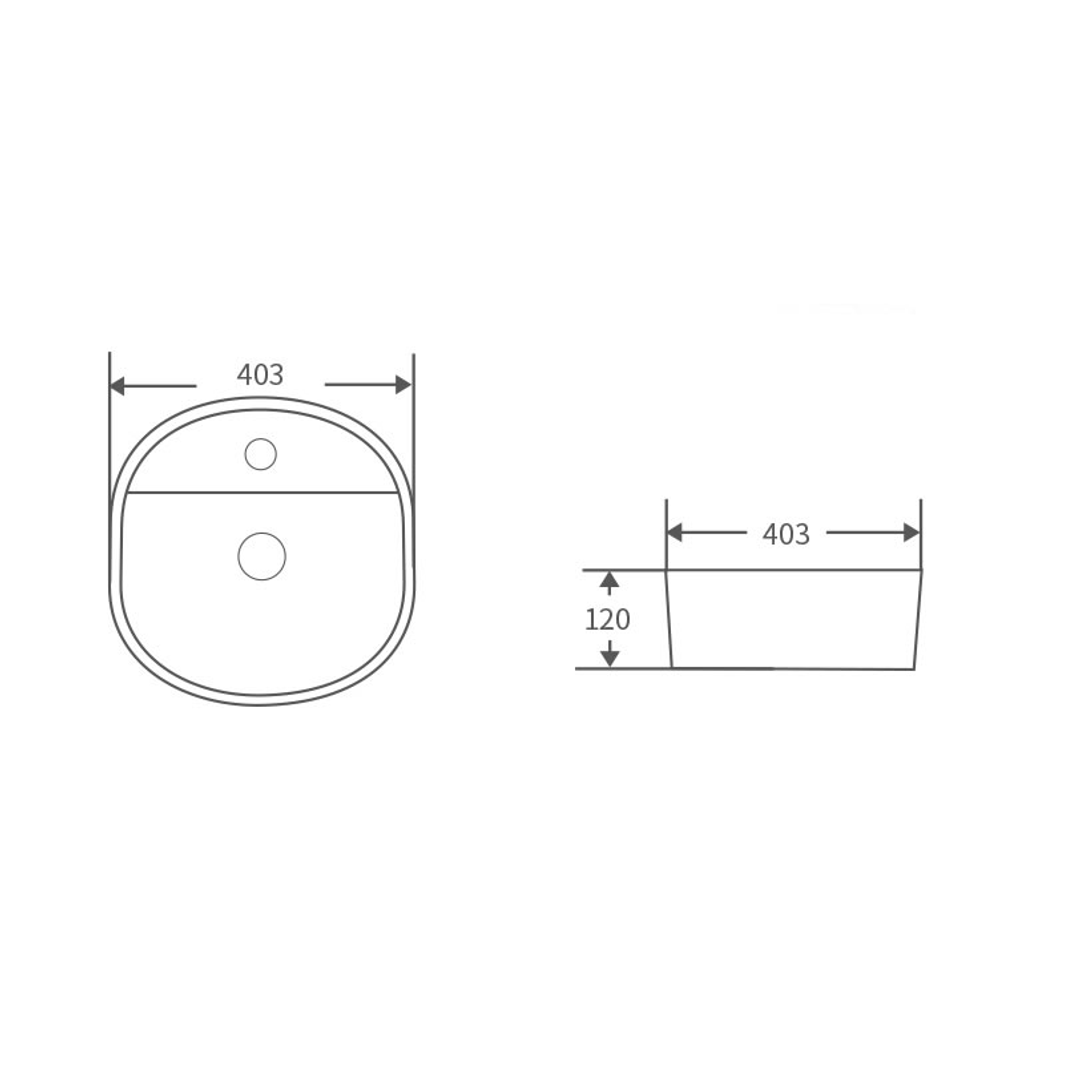 Bnk Naga Apb-03403-Wh Above Counter Basin 403 X 403 X 120mm Matt White