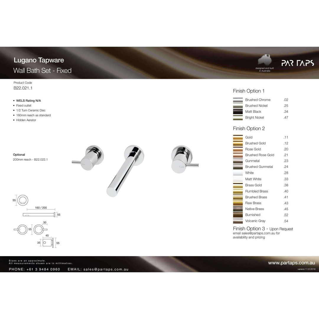 Par Lugano 160mm Bath Set Chrome (B22.021.1.01)