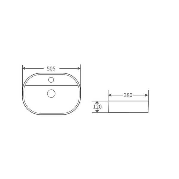 Bnk Naga Apb-03505-Wh Above Counter Basin 505 X 380 X 120mm Matt White