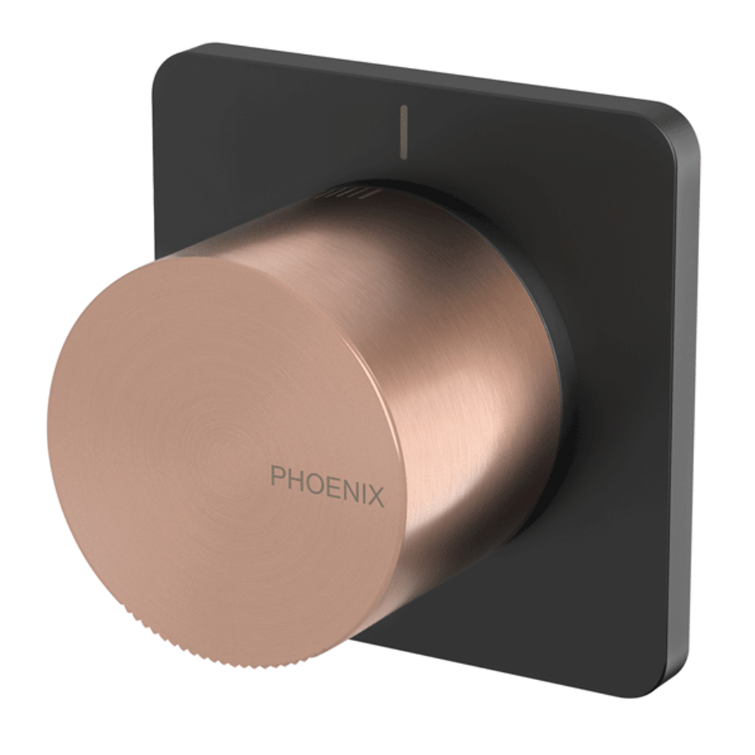 Phoenix Toi Shower/Wall Mixer-Matte Black/Brushed Rose Gold