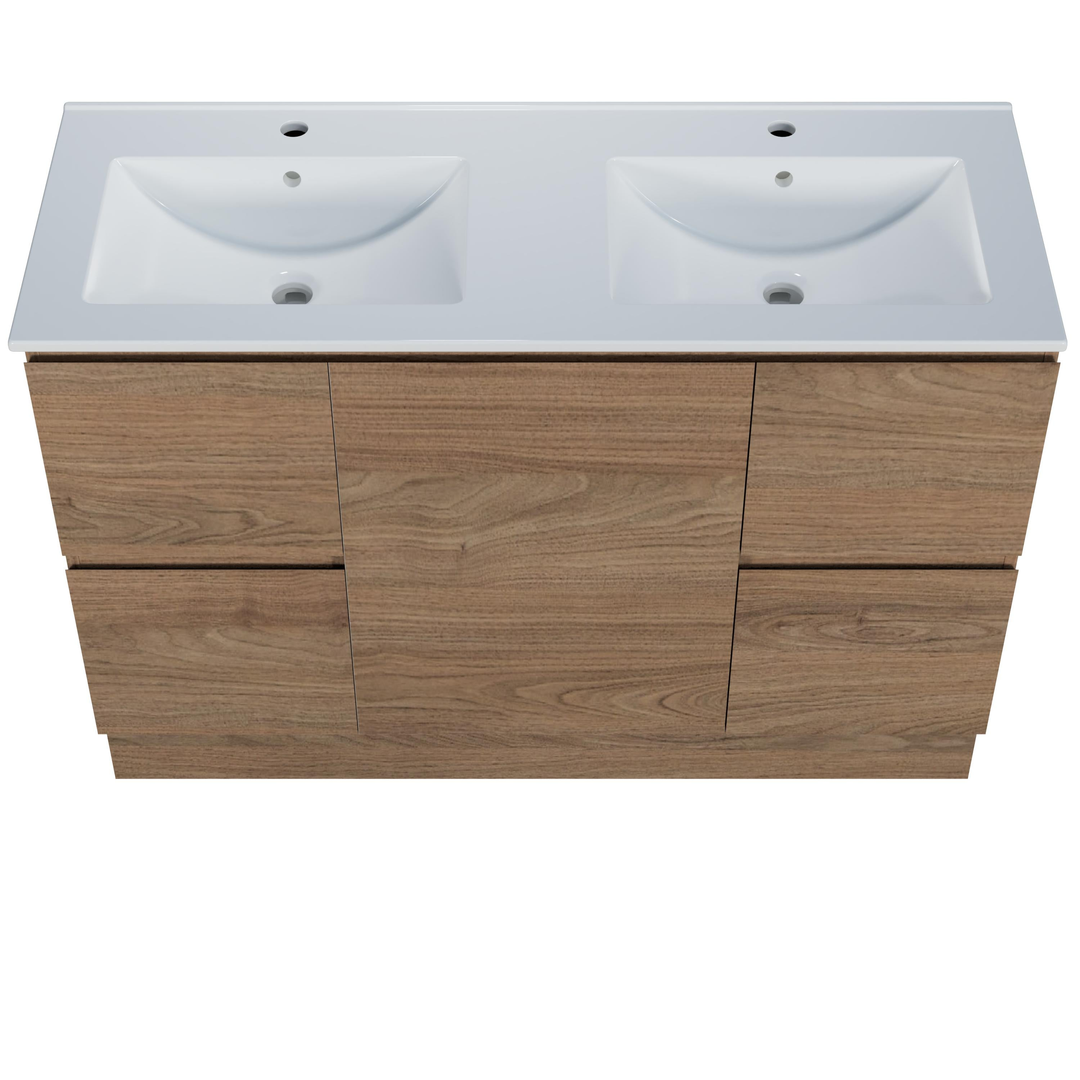 Harmony Double Drawer Vanity 1200mm, Centre Bowl Alpha Top, Floor Standing