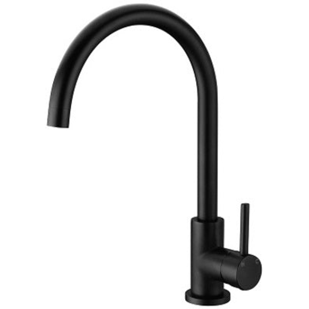 Aussie Life Round Gooseneck Sink Mixer Matte Black Cha-70K